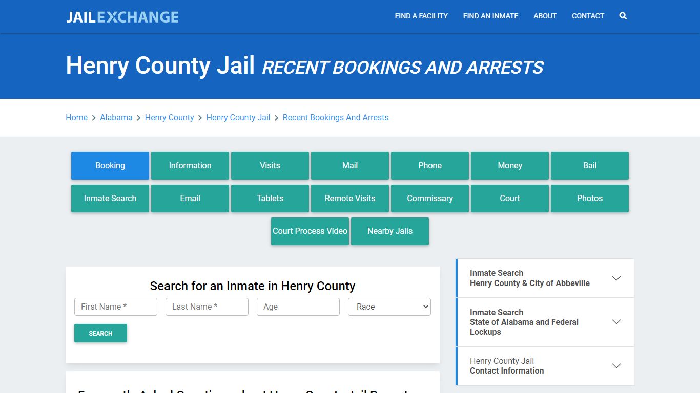 Henry County Jail AL Recent Arrests and Bookings - Jail Exchange