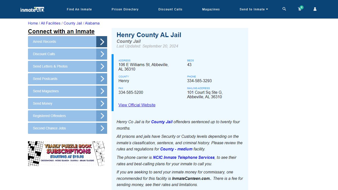 Henry County AL Jail - Inmate Locator